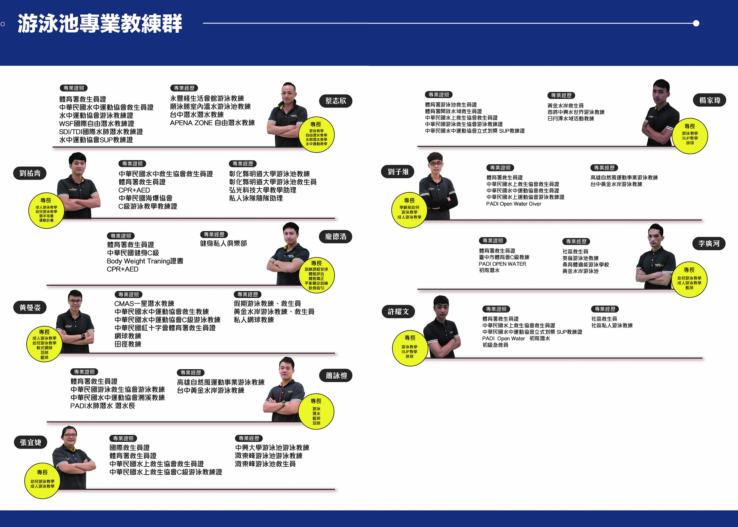 游泳池专业教练群